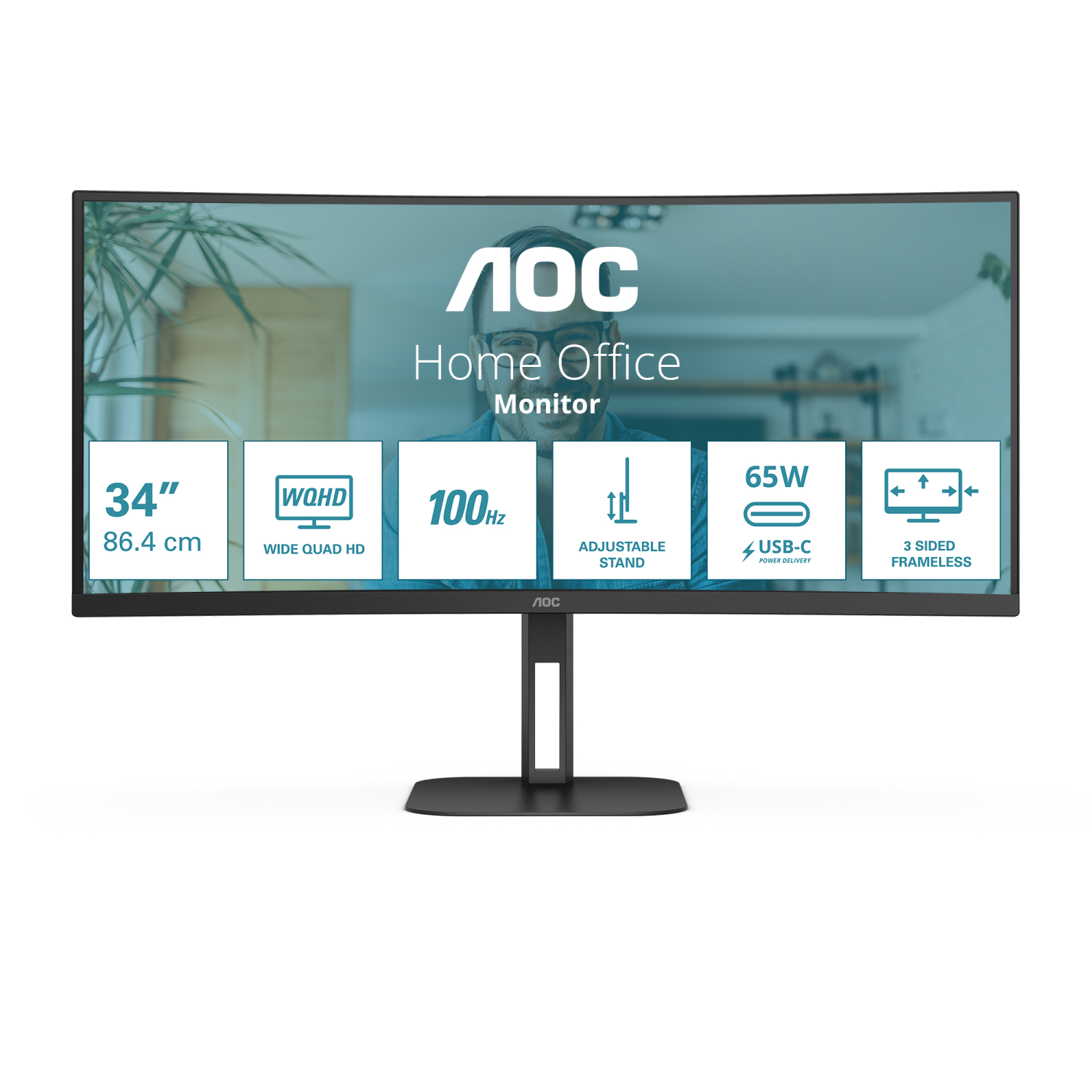 AOC CU34V5C Computer Monitors - 34 Inches - Black