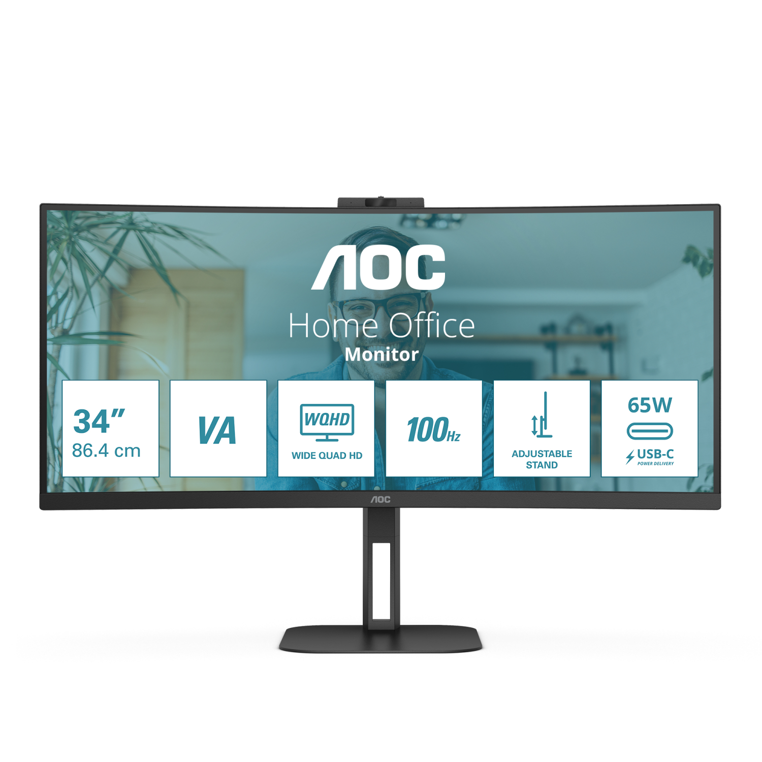 AOC CU34V5CW Computer Monitors - 34 Inches - Black