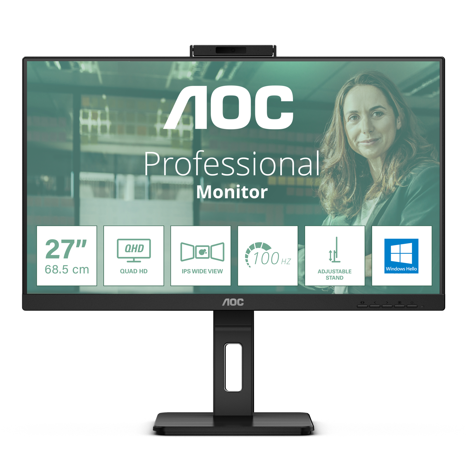 AOC Q27P3CW Computer Monitors - 27 Inches - Black