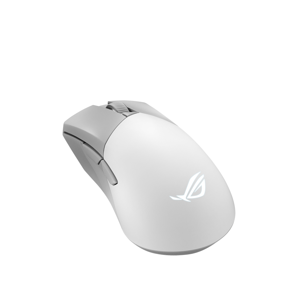 ASUS ROG Gladius III Wireless/Bluetooth/USB Aimpoint Gaming Mouse, 36000 DPI, Swappable Switches, 0 Click Latency, RGB, Mouse Grip Tape, White
