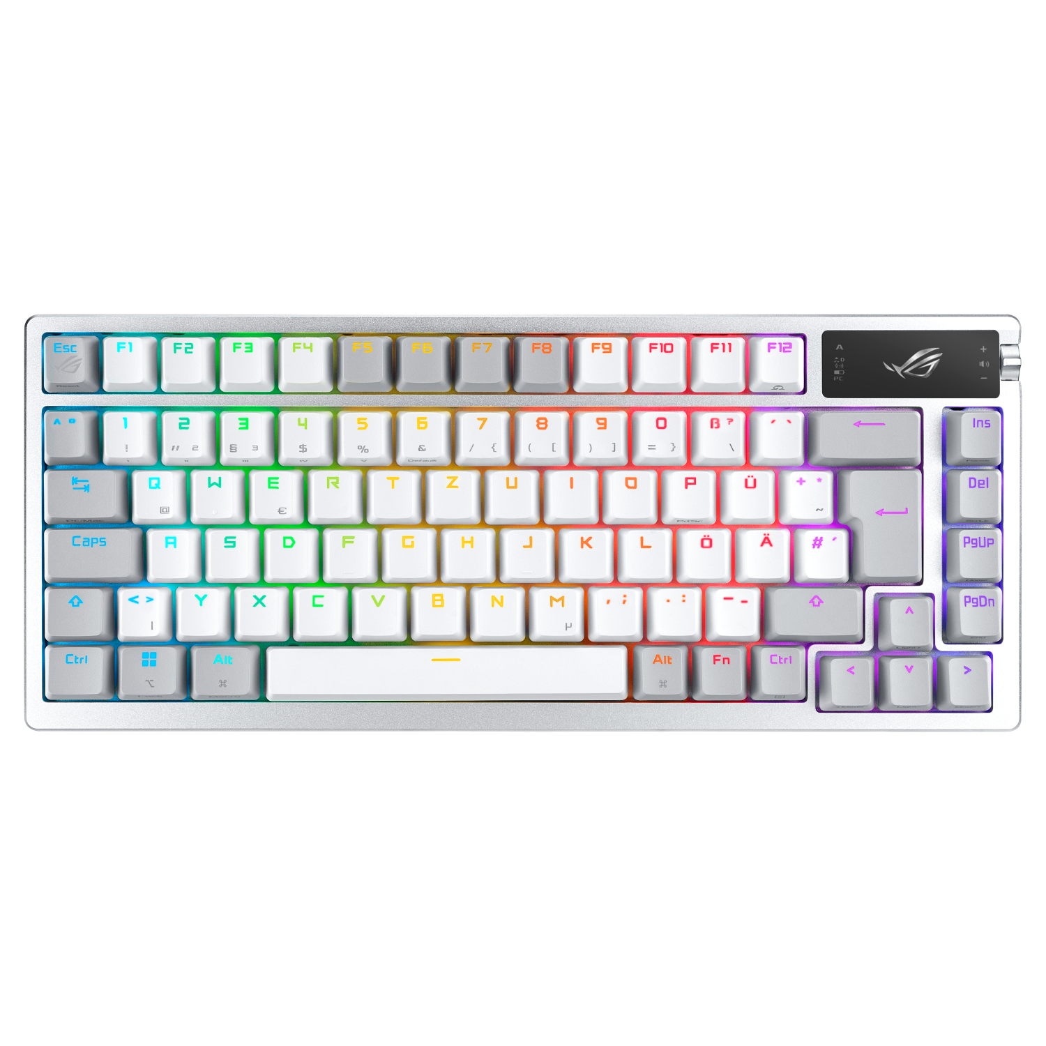 ASUS ROG AZOTH Compact 75% Mechanical RGB Gaming Keyboard, Wireless/Btooth/USB, Hot-Swap ROG NX Snow Switches, OLED Display, Control Knob, Mac Support