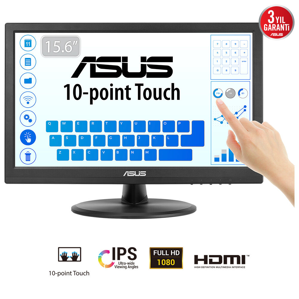 ASUS VT169HE Computer Monitors - 15.6 Inches - Black