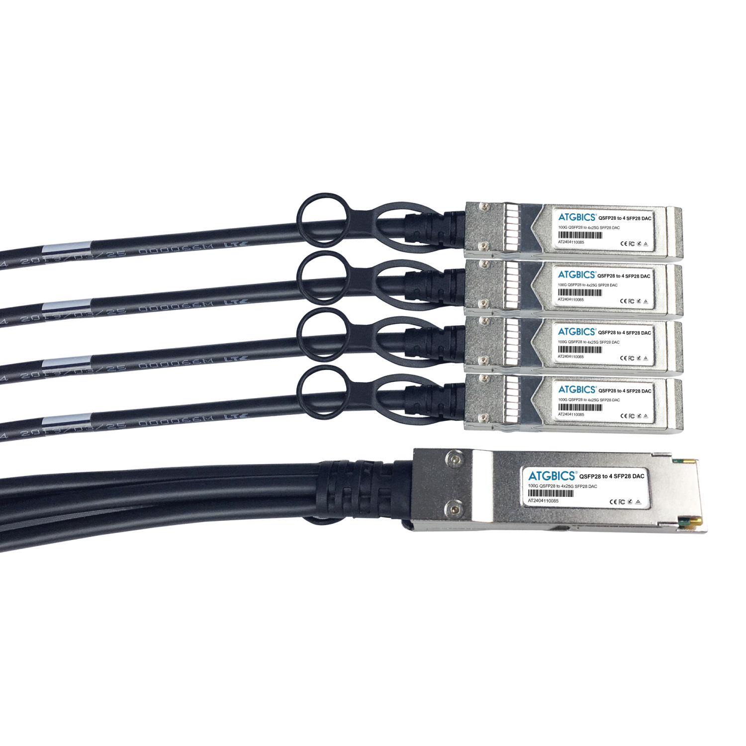 ATGBICS QSFP-100G-4SFP-25G-CAB-5M-CM Fibre Optic Cables - Black