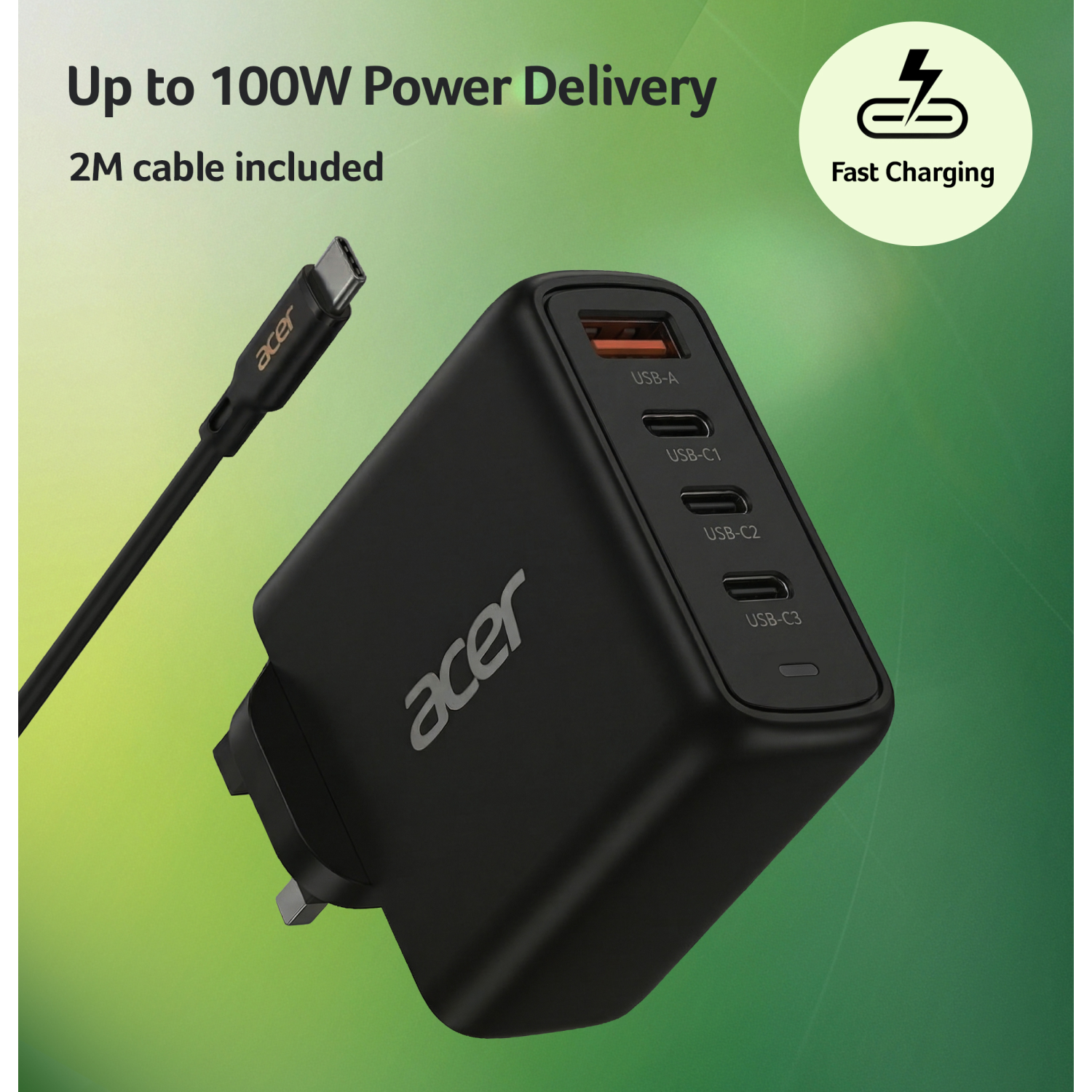 Acer 100W PD CHARGER 3X USB-C 1X USB-A