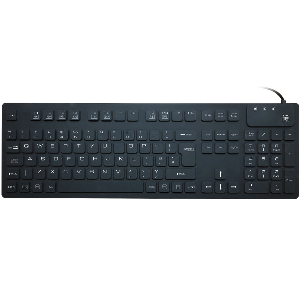 Aitmon Medical Sealed IP-68 Silicone Keyboard Black