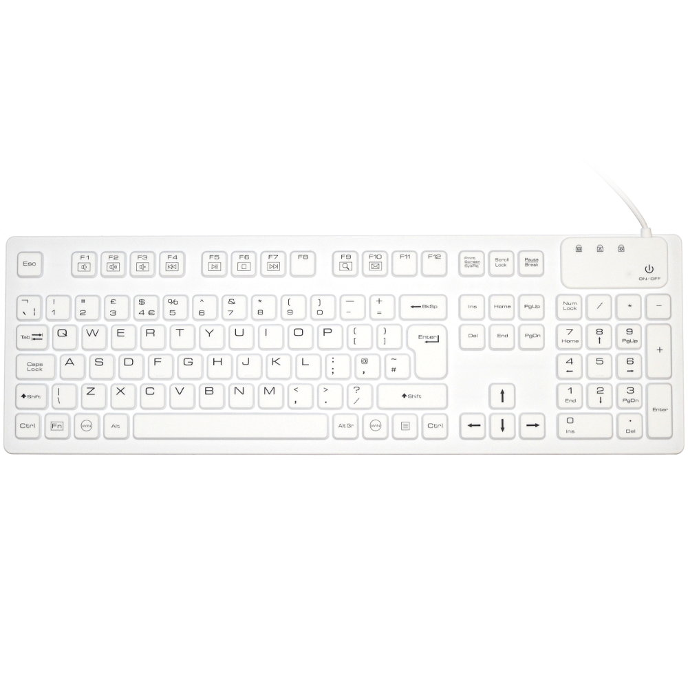 Aitmon Medical Sealed IP-68 Silicone Keyboard White