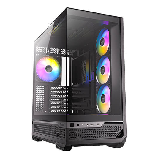 Antec C7 ARGB Gaming Case w/ Glass Side & Front, E-ATX, 4x RGB Fans, LED Button, USB-C, Asus BTF Compatible, Black