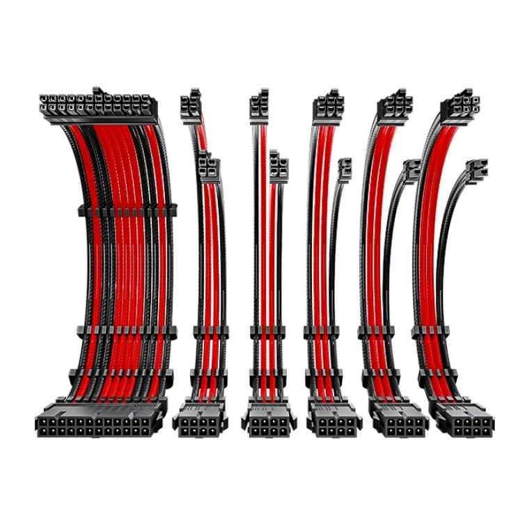 Antec Black/Red PSU Extension Cable Kit - 6 Pack (1x 24 Pin, 2x 4+4 Pin, 3x 6+2 Pin)