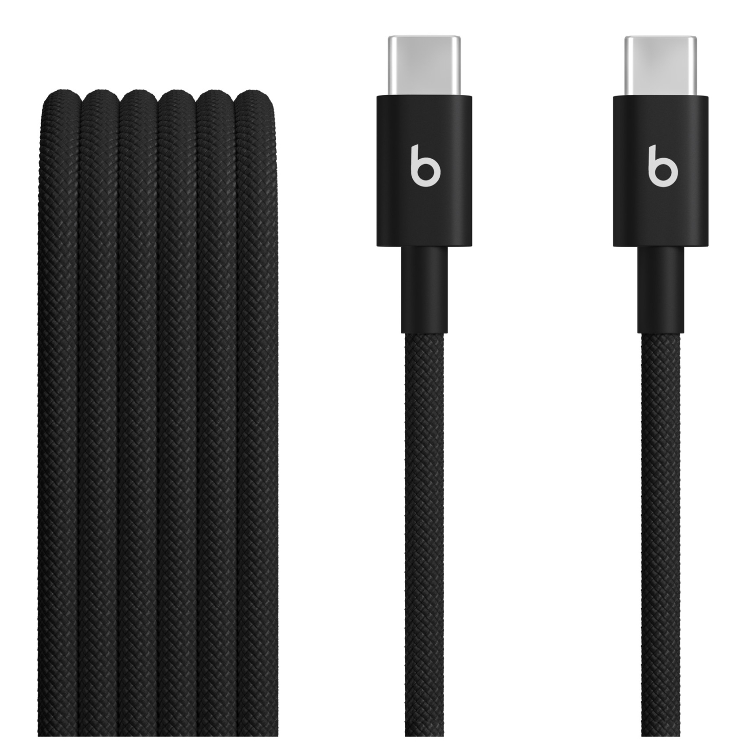 Apple Beats - USB cable - 24 pin USB-C (M) to 24 pin USB-C (M) - USB 2.0 - 1.5 m - braided cable, reinforced design, Fast Charging up to 60W - bolt black (pack of 2)
