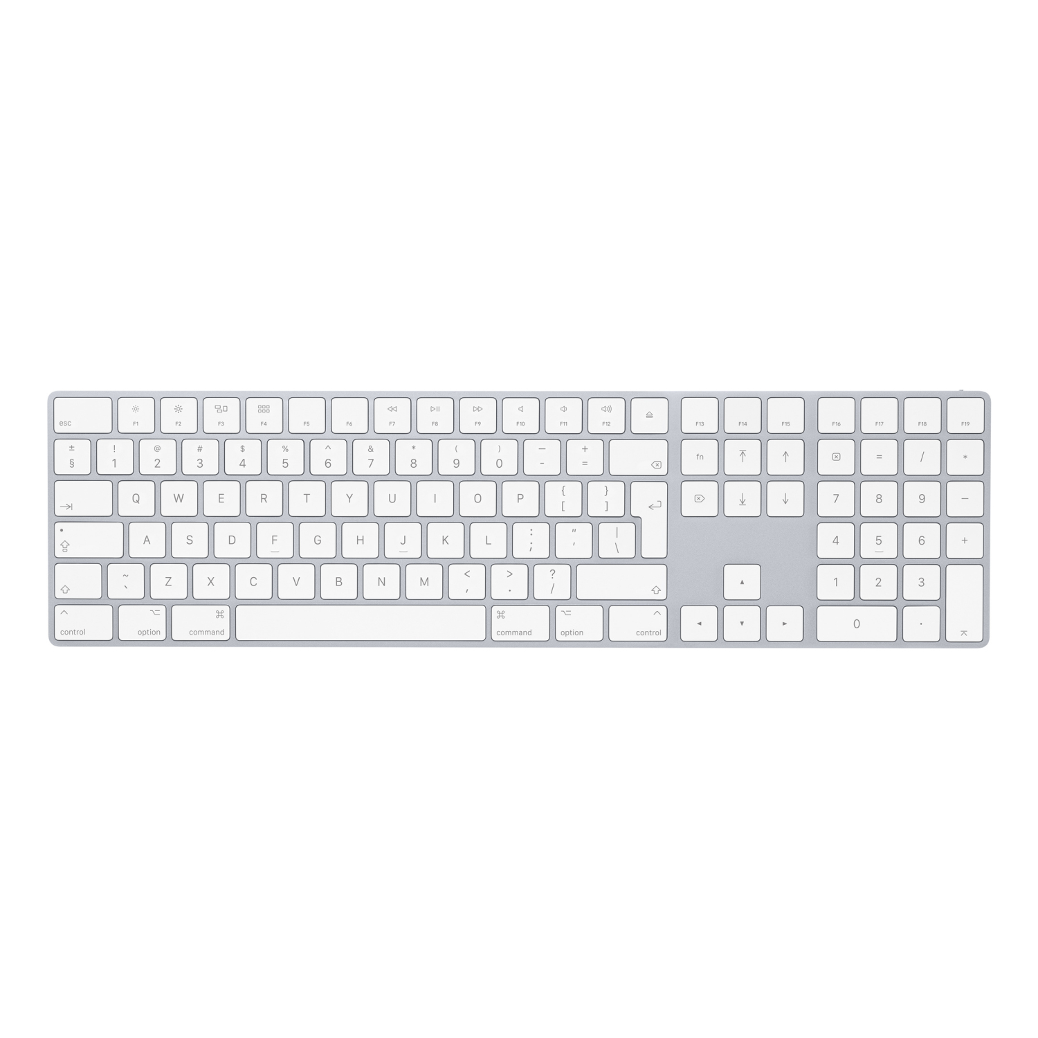 Apple Magic w/ Numeric Keypad keyboard Universal Bluetooth QWERTY English Silver, White