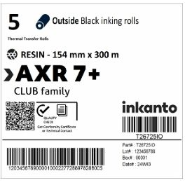 Armor Thermal transfer ribbons, Inkanto, AXR 7+, Resin, 154 mm, 300 m, Out, Black