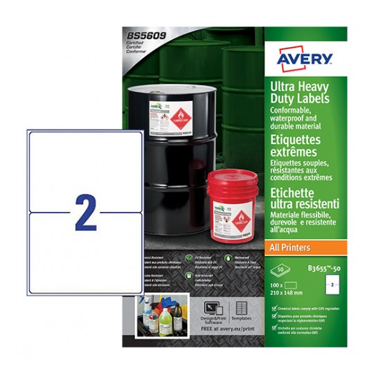 Avery B3655-50 Self-Adhesive Labels - White