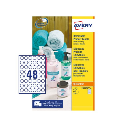 Avery L4850REV-25 Self-Adhesive Labels - White