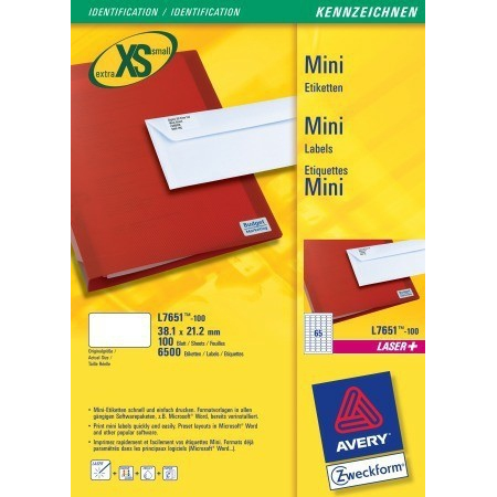 Avery L7651-100 Printer Labels - White