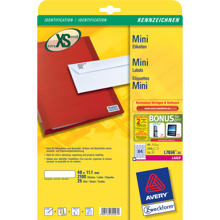 Avery L7656-25 Printer Labels - White