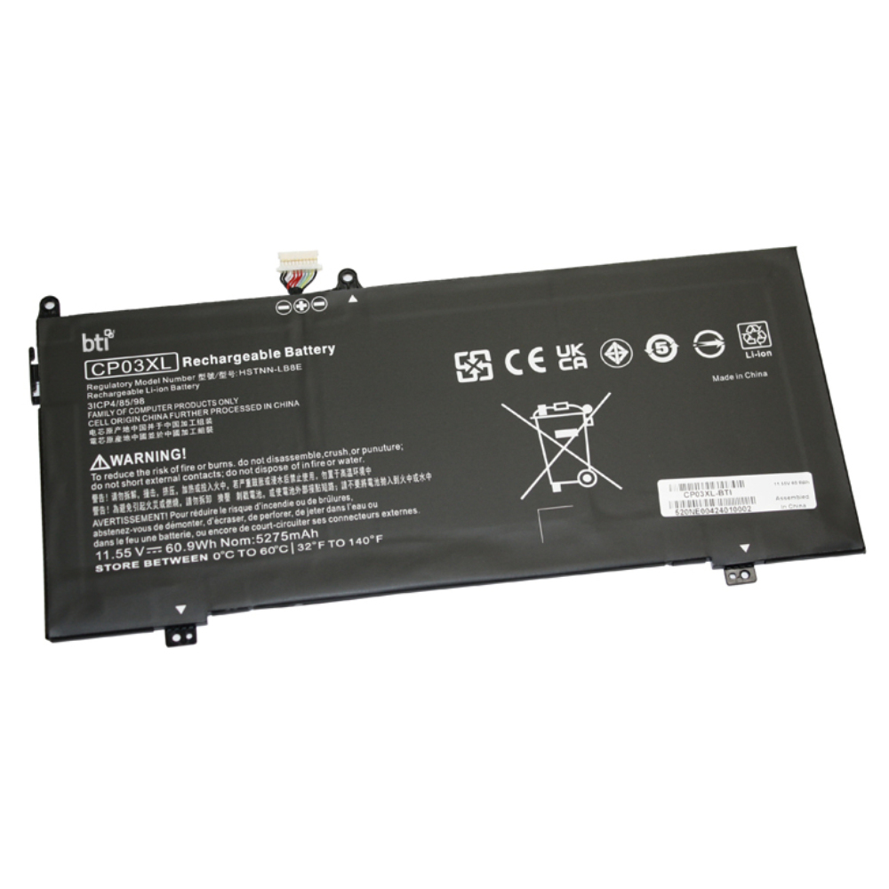 BTI HSTNN-LB8E Industrial Rechargeable Batteries - Black