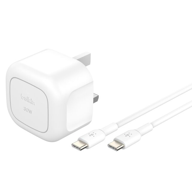 Belkin 30W USB WCHARGER WHT 1M C-C