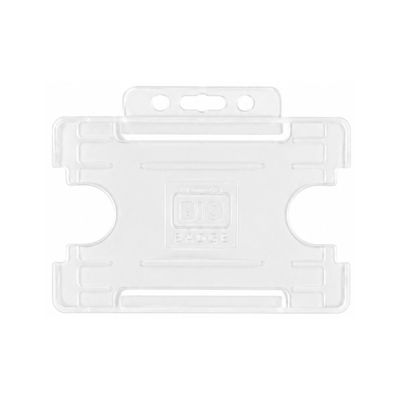 BioBadge Clear Open Faced Rigid Card Holders, Biodegradable, Landscape - Pack of 100