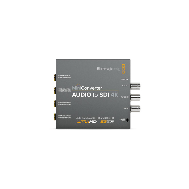 Blackmagic Design Mini Converter Audio to SDI 4K Active video converter 3840 x 2160, -