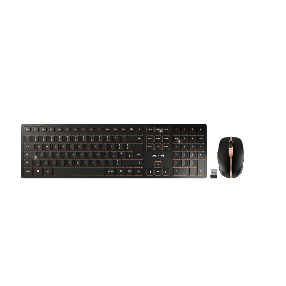 CHERRY DW 9100 SLIM keyboard Mouse included RF Wireless + Bluetooth QWERTY UK English Black