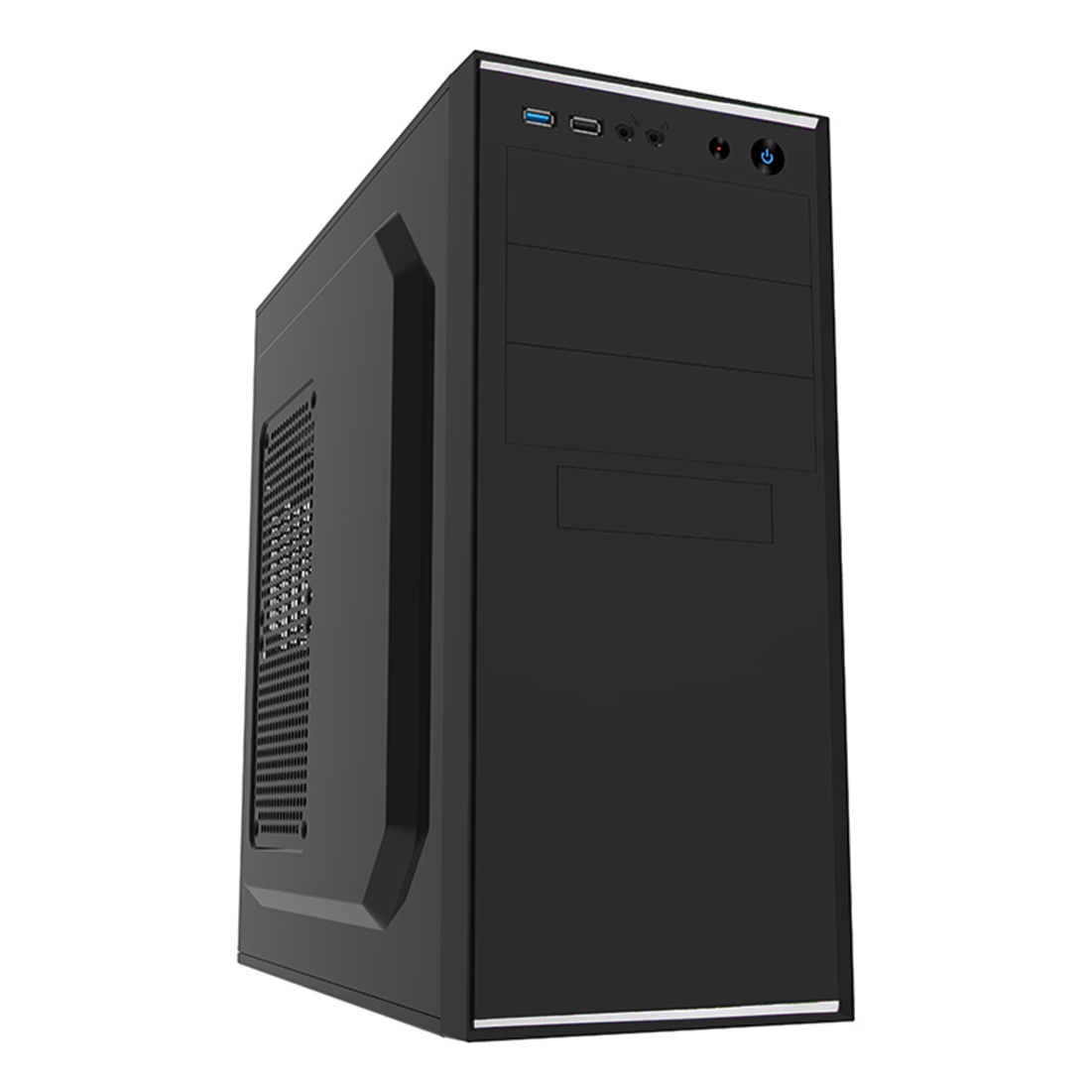 CIT Jet Stream Mid Tower 1 x USB 3.0 / 1 x USB 2.0 Black & Silver Case with 500W PSU