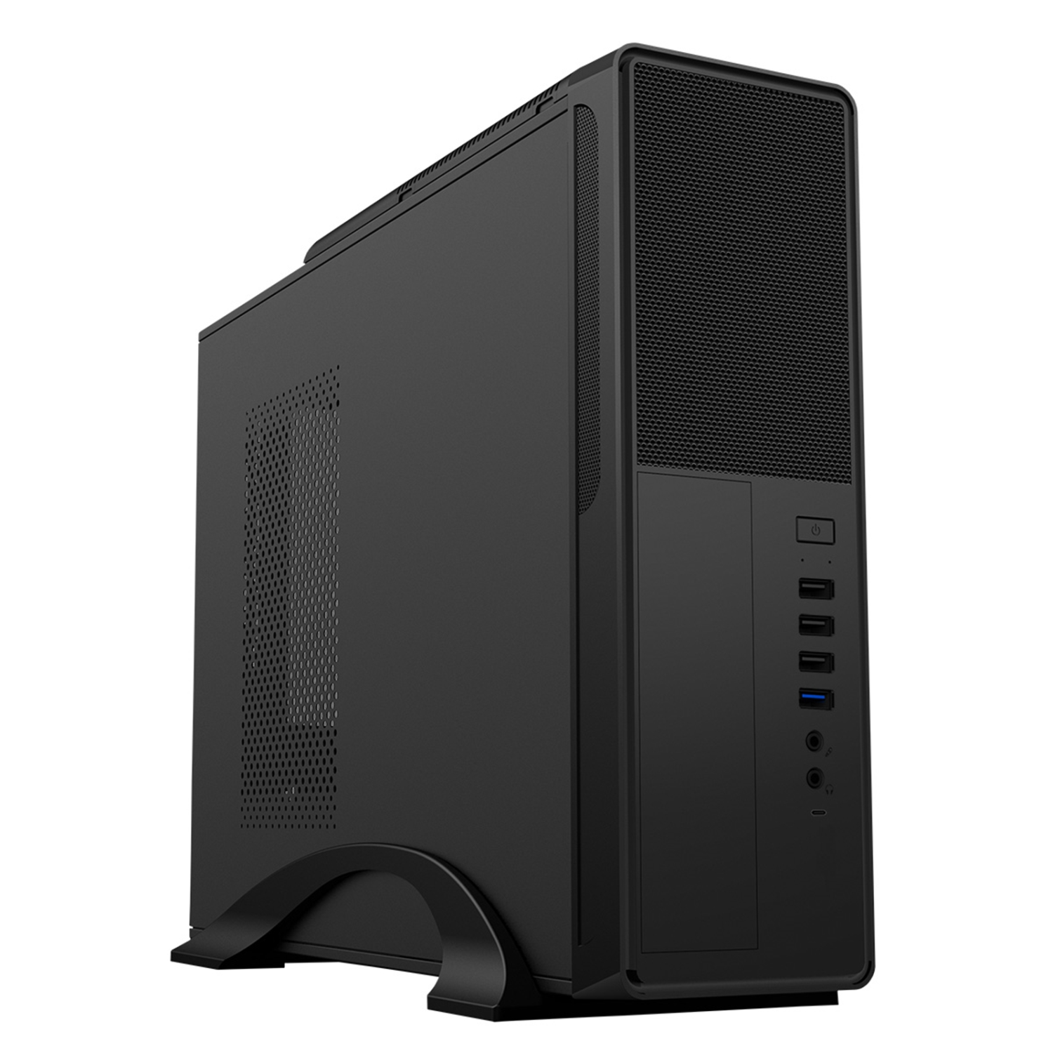 CIT S014C Black Slim Micro ATX/ITX Desktop Case with 300W Power Supply, USB 2.0, USB 3.0 Type-A & Type-C Ports