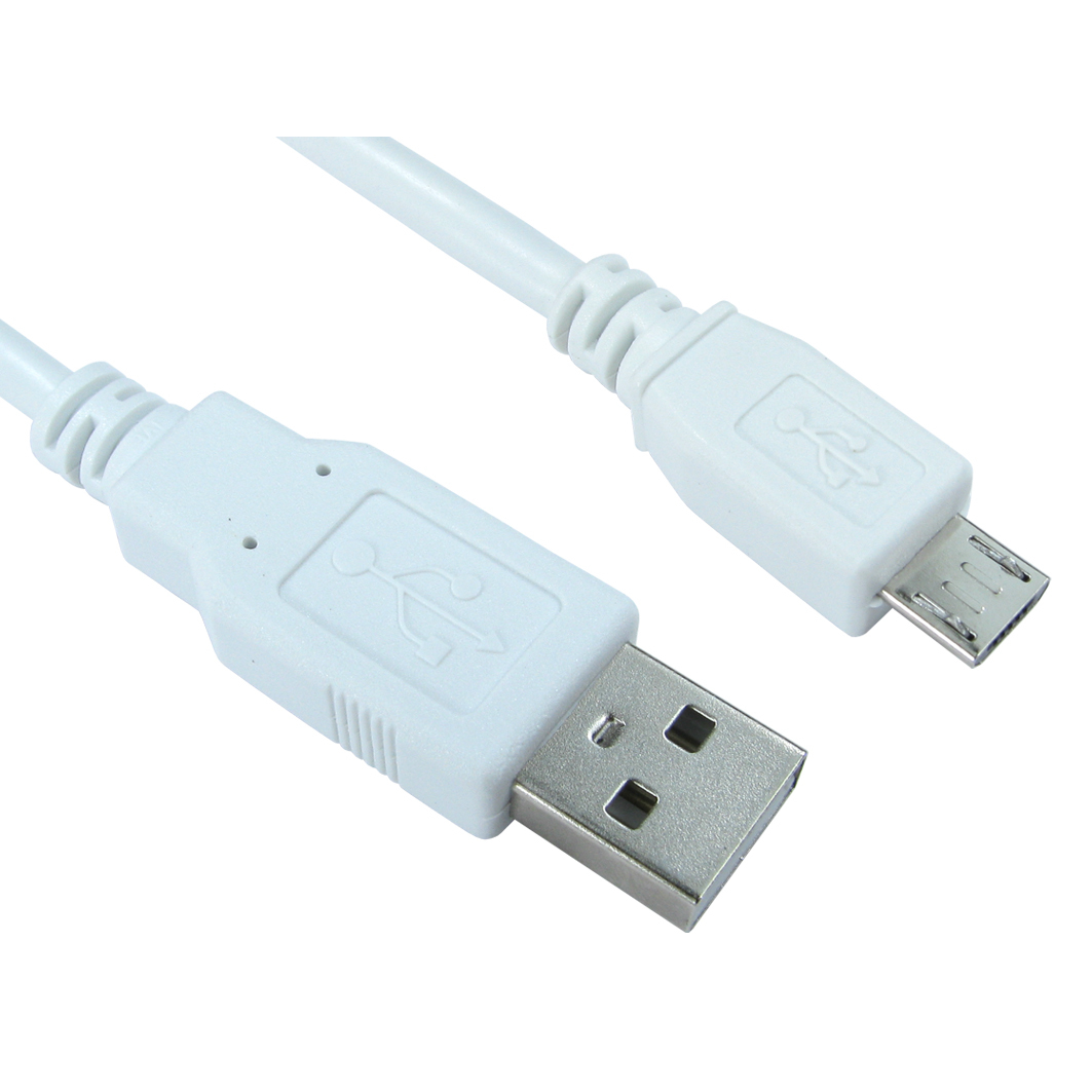 Cables Direct USB A - USB B 1.8m USB cable USB 2.0 Micro-USB B White