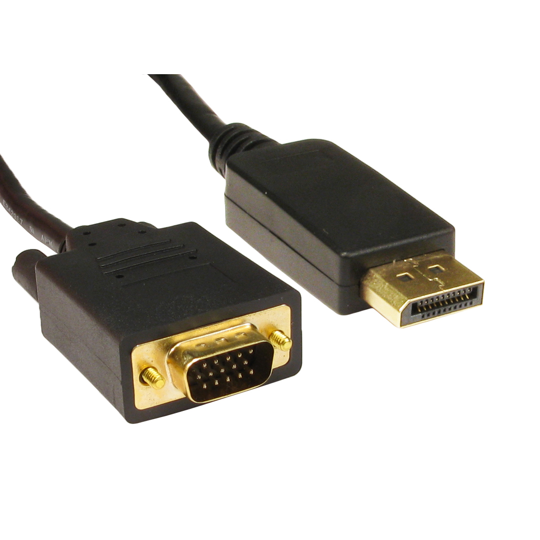 Cables Direct DisplayPort - VGA, 1m VGA (D-Sub) Black