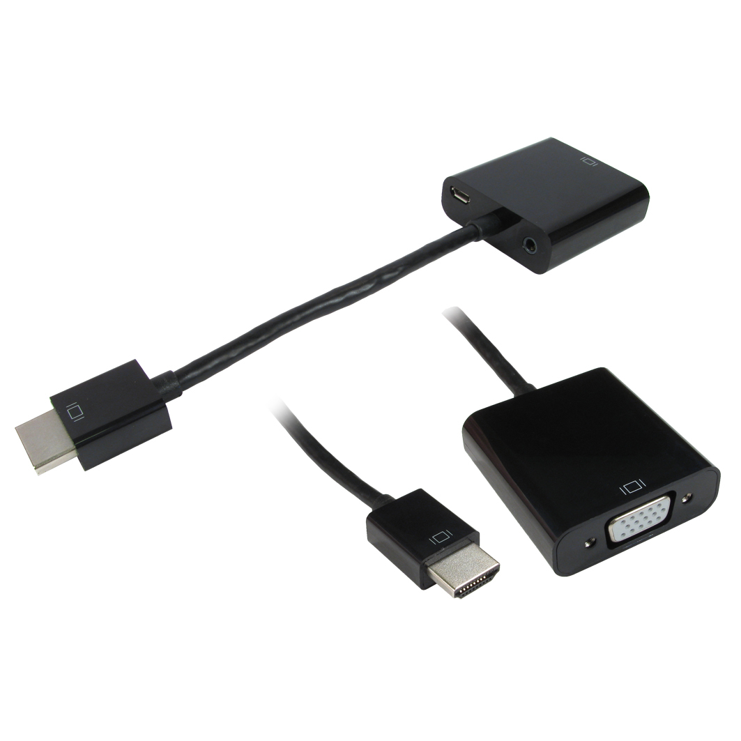 Cables Direct HDHSV-HDMI video cable adapter HDMI Type A (Standard) VGA (D-Sub) + 3.5mm Black