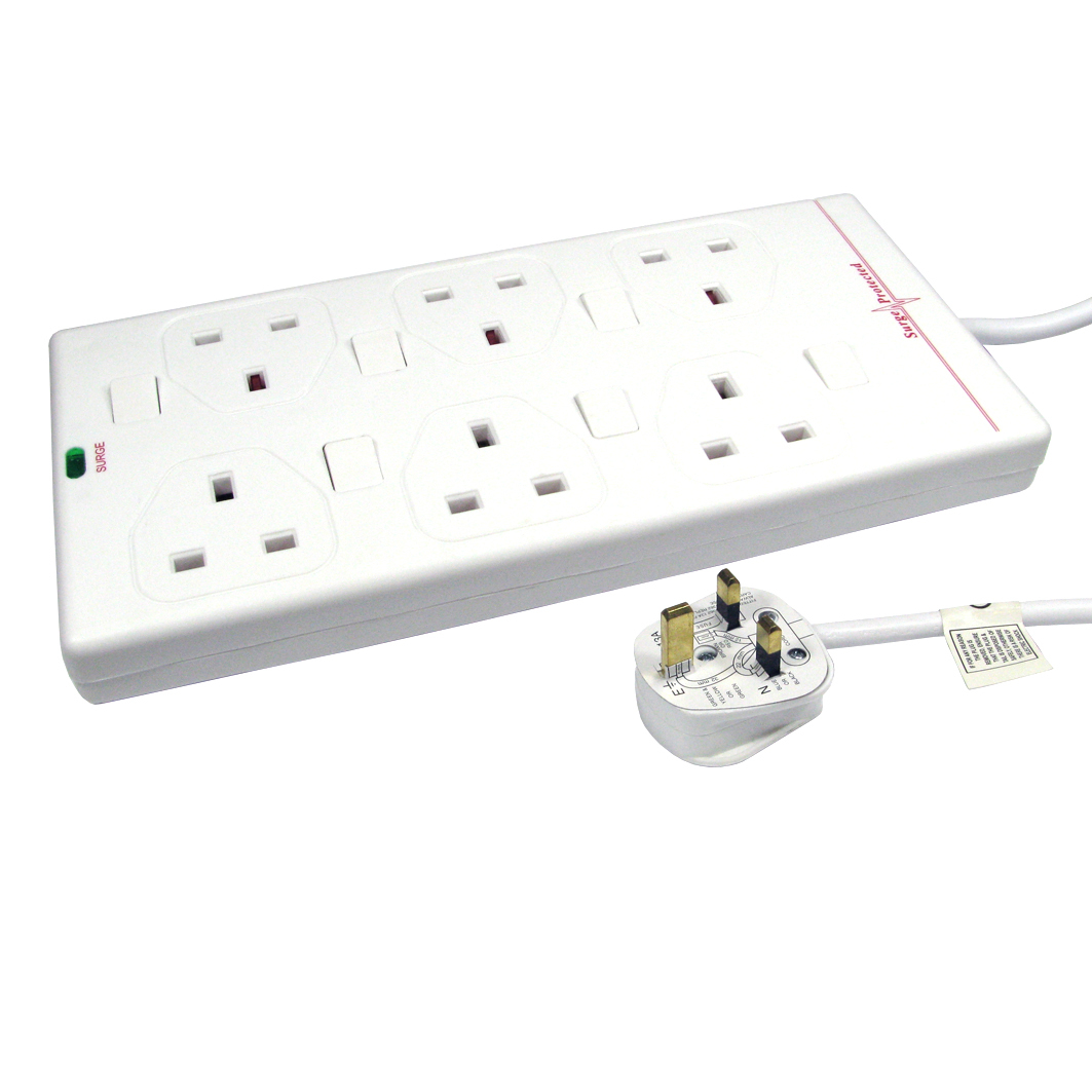 Cables Direct RB-05-6GANGSWD Surge Protectors - White