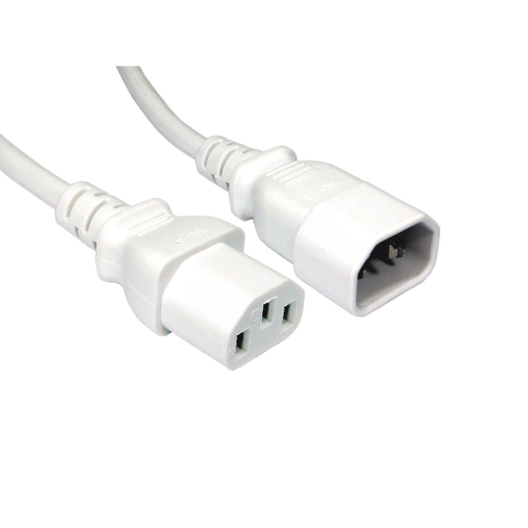 Cables Direct IEC Extension Cable C13 / C14 0.5m White C14 coupler C13 coupler