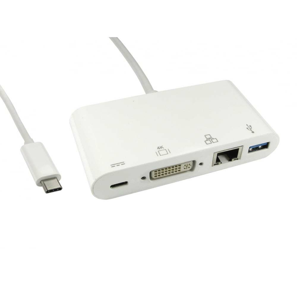 Cables Direct USB3C-DVI-COMBO Laptop Docks & Port Replicators - White