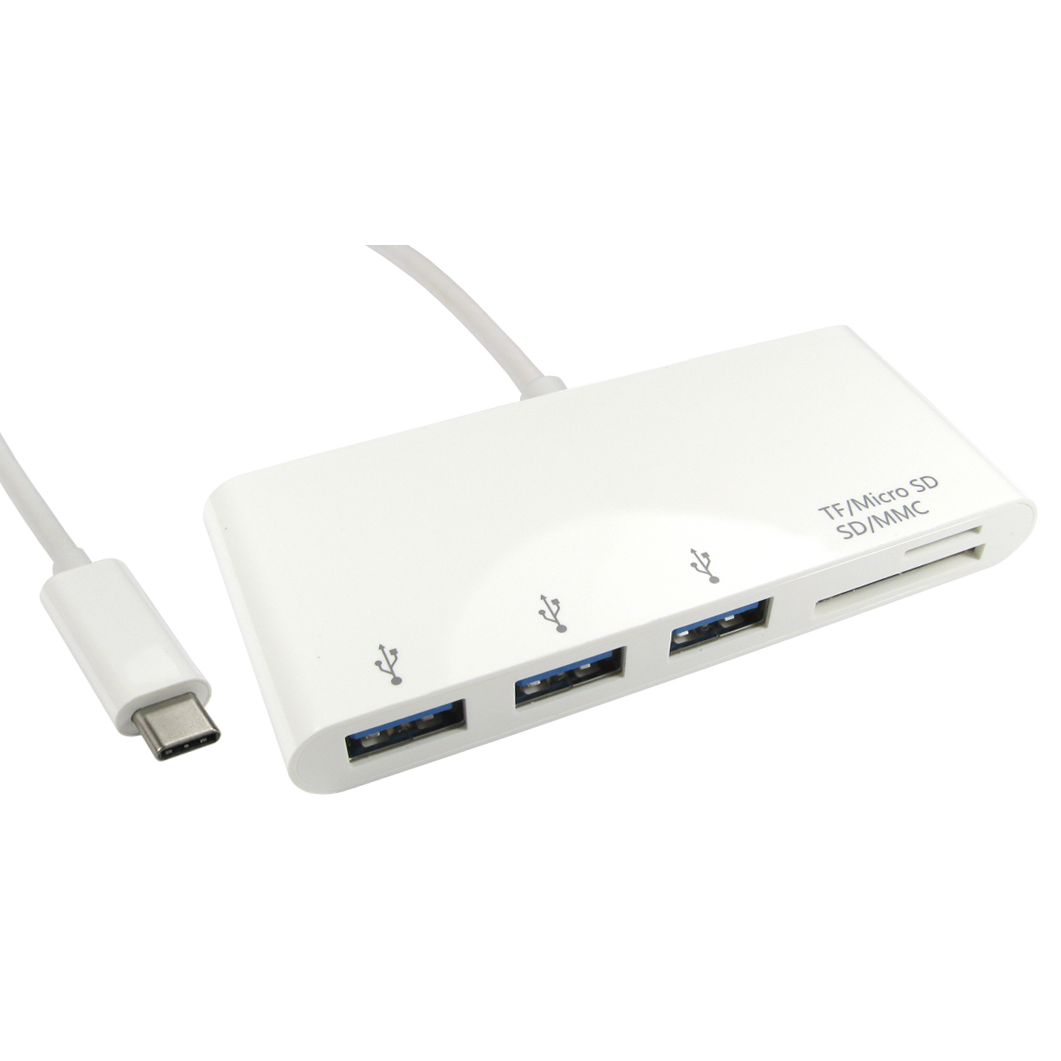 Cables Direct USB3C-HUB3CR Laptop Docks & Port Replicators - White