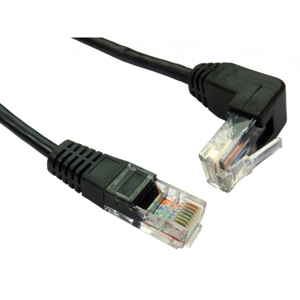 Cables Direct 2m Cat5e UTP Straight to Right Angled UP Cable