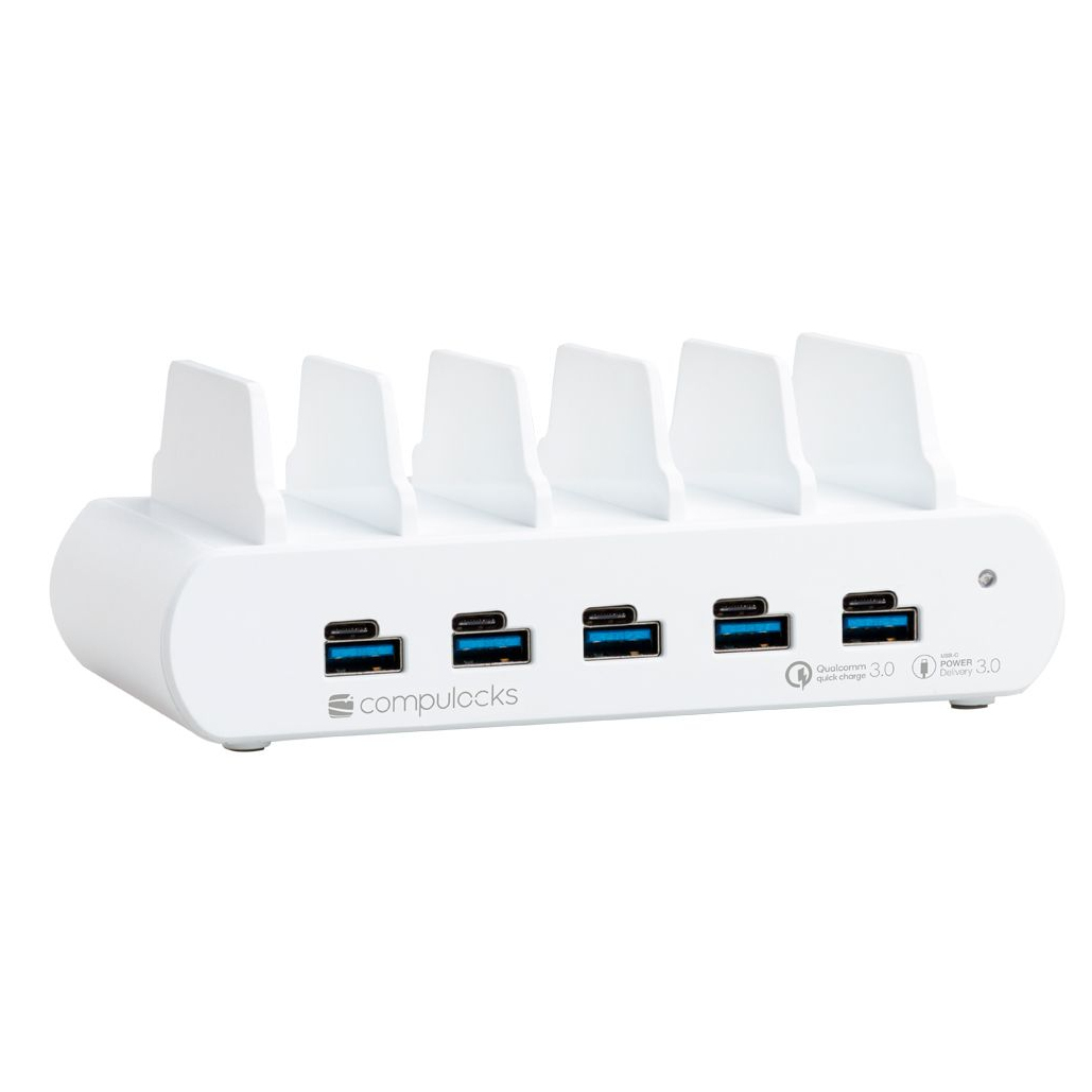 Compulocks 5 Port USB-C and USB-A Charging Dock with UK Plug - Charging dock - 10 output connectors (USB, 24 pin USB-C)