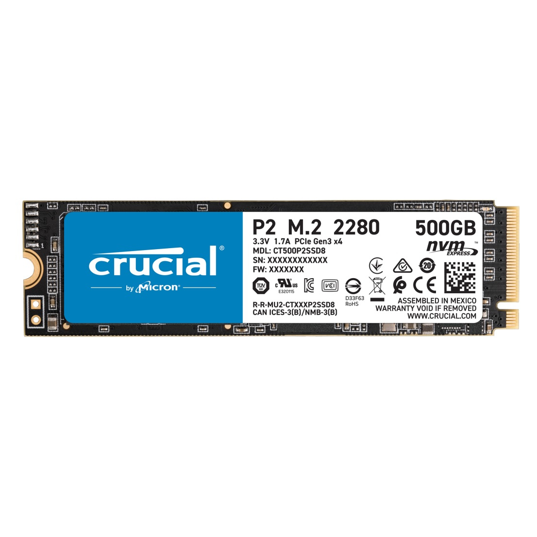 Crucial 500GB M.2 2280 GEN3 PCIE NVME SSD