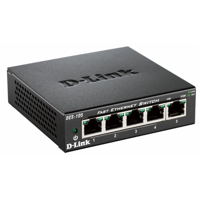 D-Link DES-105 Network Switches - Black