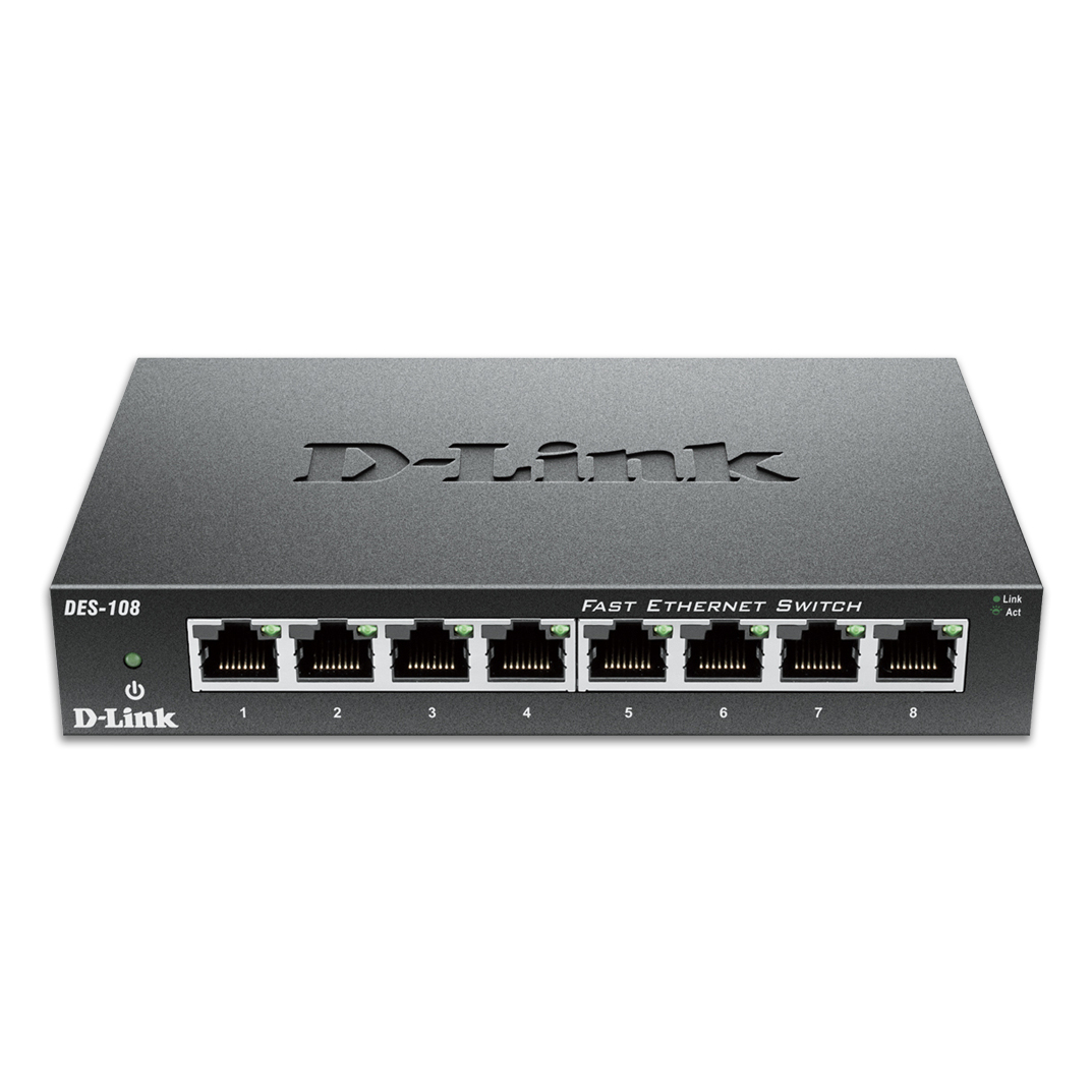 D-Link DES-108 Network Switches - Black