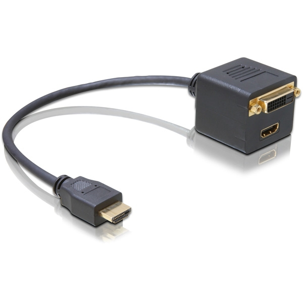 DeLOCK 65054 video cable adapter 0.2 m HDMI Type A (Standard) HDMI + DVI Black
