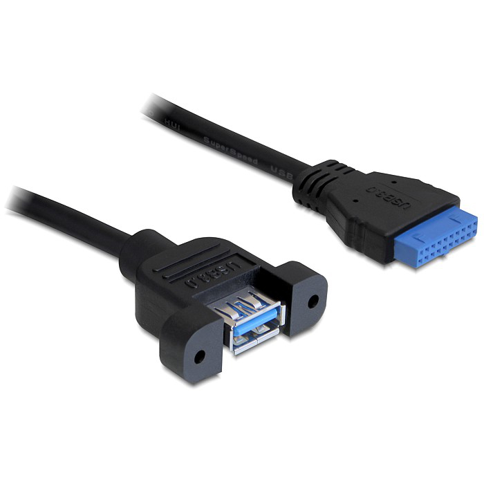 DeLOCK 0.5m USB 3.0 F/F USB cable USB A IDC Black