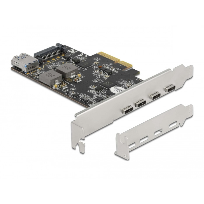 DeLOCK PCI Express x4 Card to 4 x USB Type-C + 1 x USB Type-A - SuperSpeed USB 10 Gbps - Low Profile Form Factor