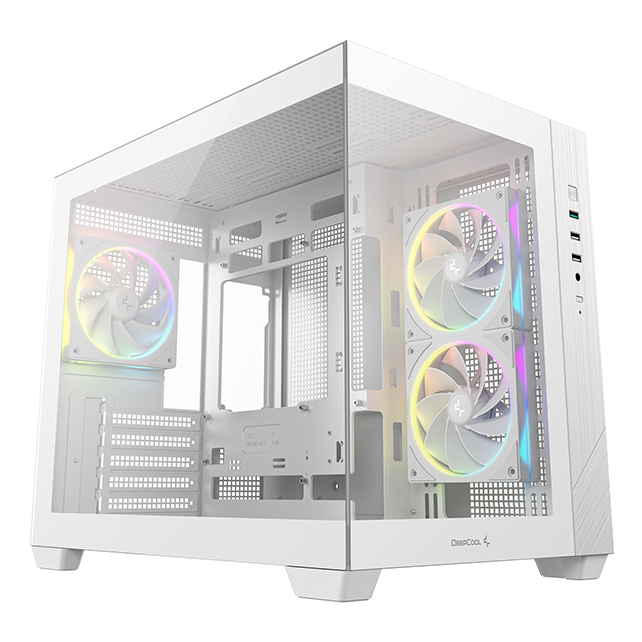 DeepCool CG330 3F ARGB Dual-Chamber Micro-ATX Tower Case Tempered Glass Panels 3 x 120mm ARGB Fans USB 3.0 ITX/Micro-ATX White