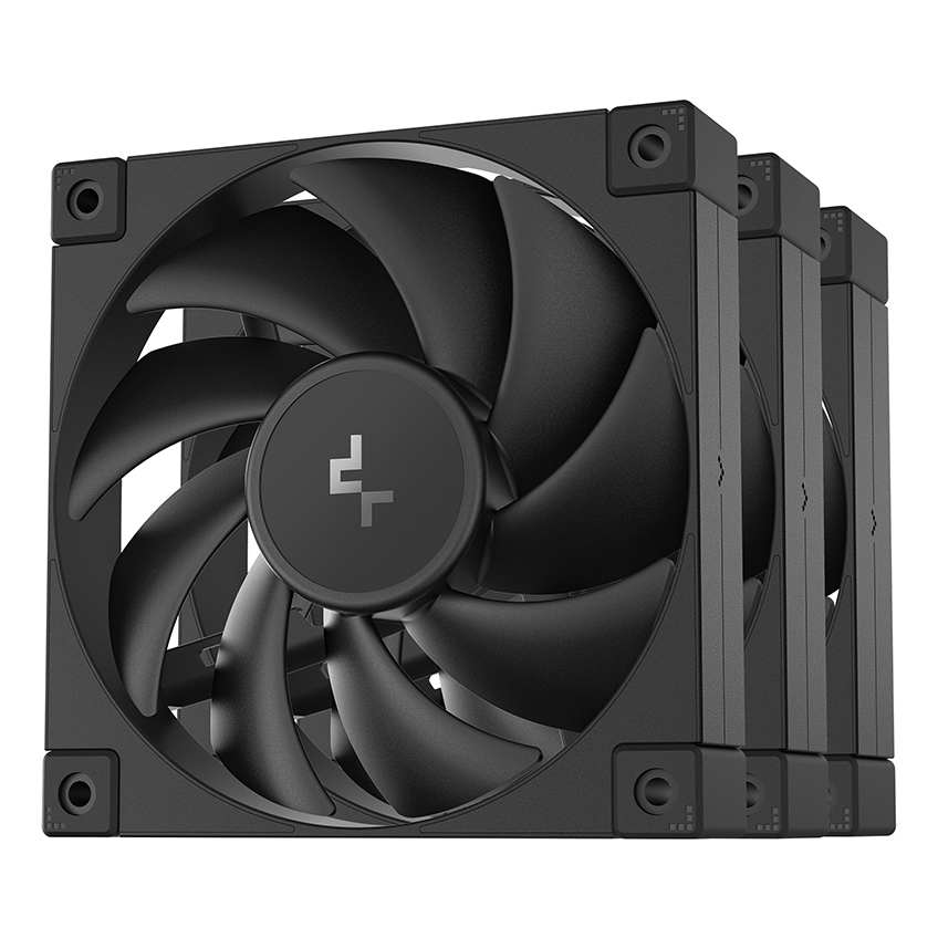 DeepCool FD12 120mm Case Fan 3-Pack PWM Control High Airflow Low Noise Hydro Bearing Black Anti-Vibration Pads 4-Pin Connector