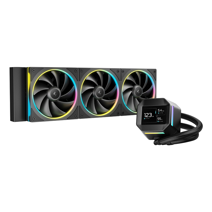 DeepCool LM360 Liquid CPU Cooler with 2.4 IPS Display 360mm AIO Triple 120mm ARGB Fans Anti-Leak Technology PWM Pump Intel LGA 1851/1700 & AMD AM5 Compatible Black