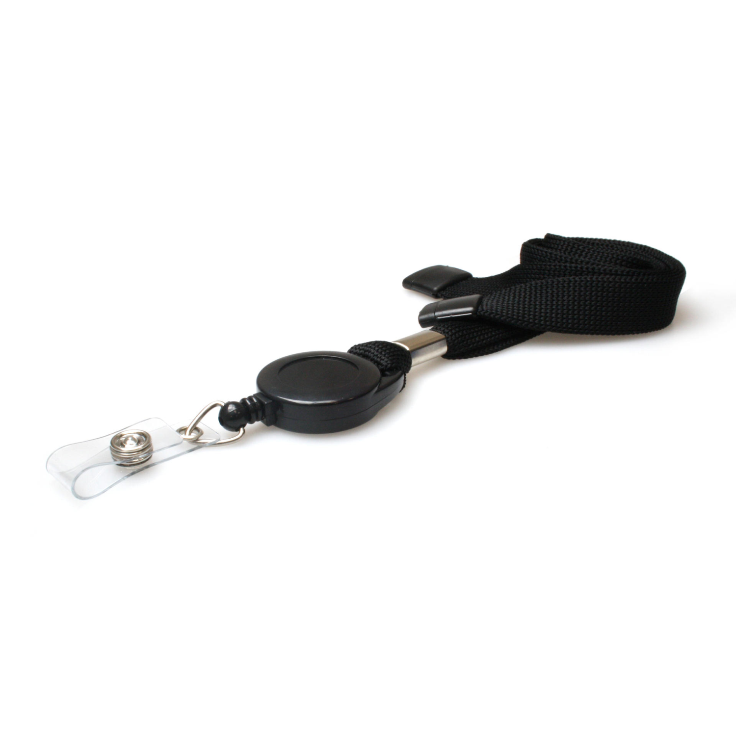 Digital ID 16mm Black Tubular Flexiweave Breakaway Lanyards with attached Mini Yoyo Card Reel & Clear Vinyl Strap (Pack of 50)