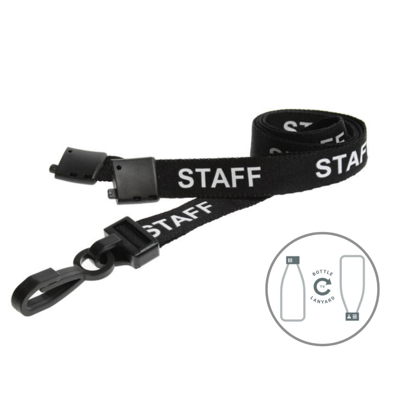 Digital ID 15mm Recycled Black Staff Lanyards with Plastic J Clip (Pack of 100)