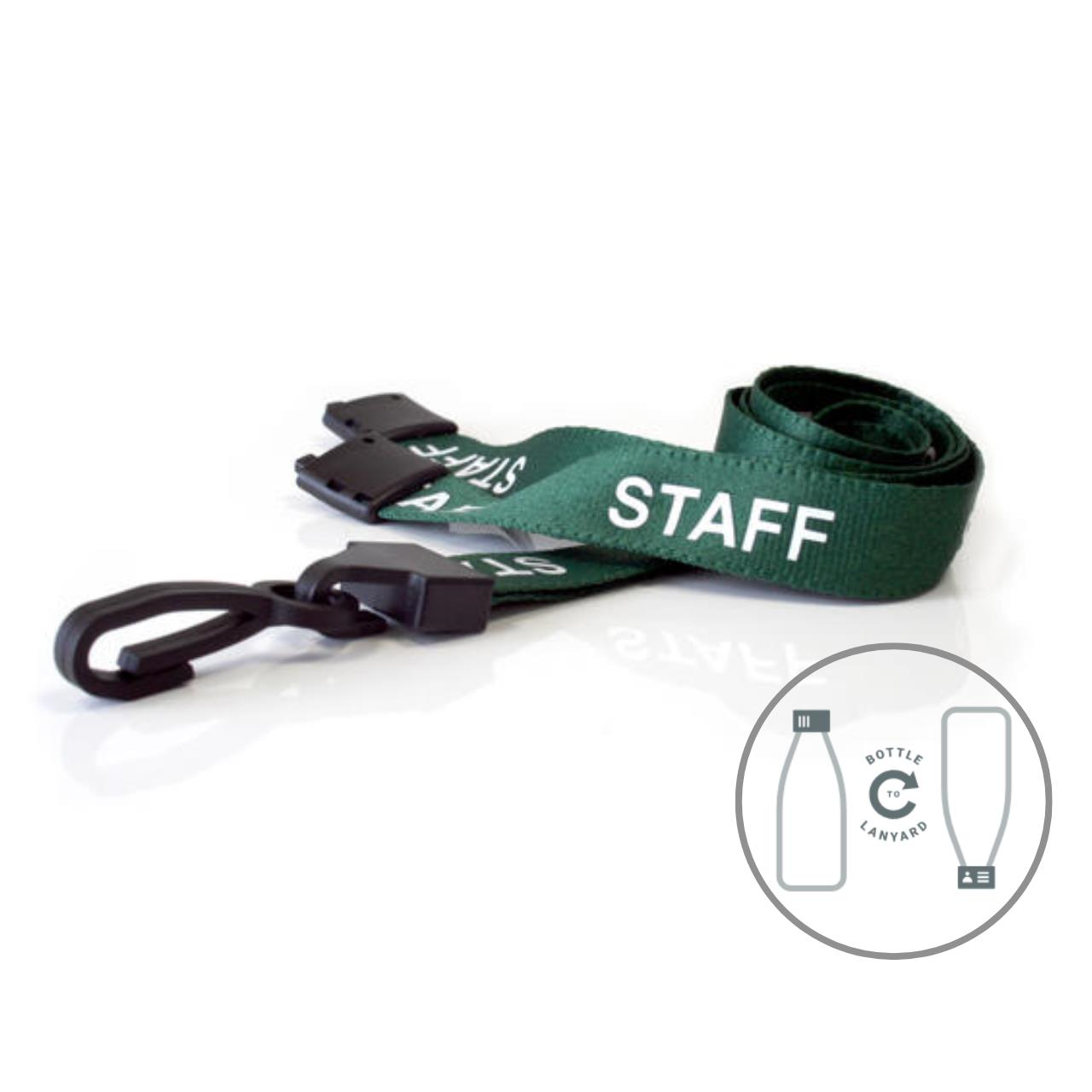 Digital ID 15mm Recycled Green Staff Lanyards with Plastic J Clip (Pack of 100)