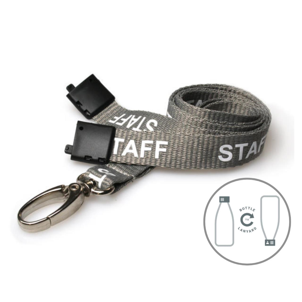 Digital ID 15mm Recycled Grey Staff Lanyards with Metal Lobster Clip (Pack of 100)