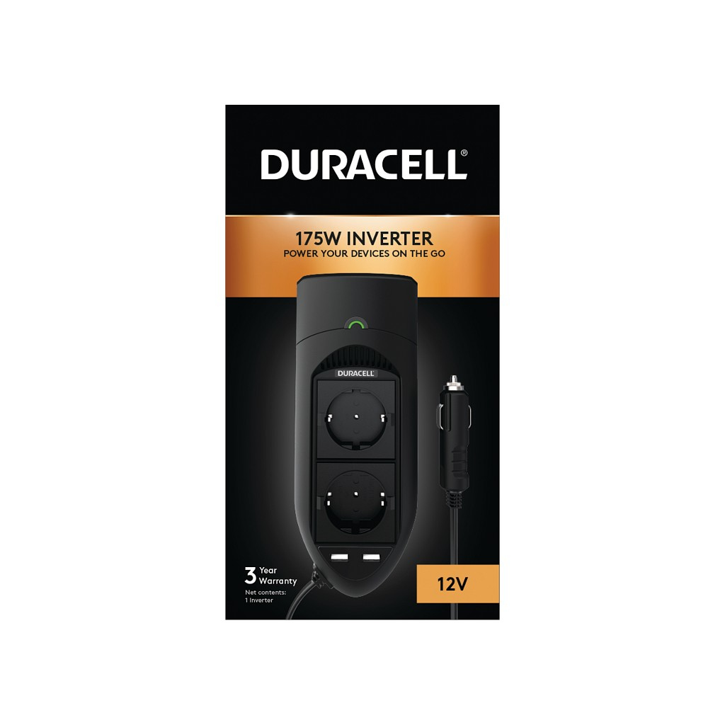 Duracell 175W Power Adapters & Inverters - Black