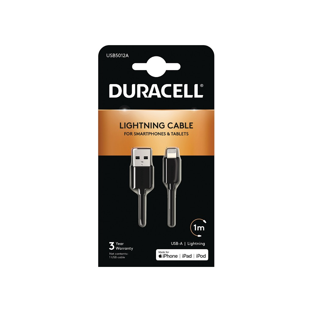 Duracell Sync/Charge Cable 1 Metre Black